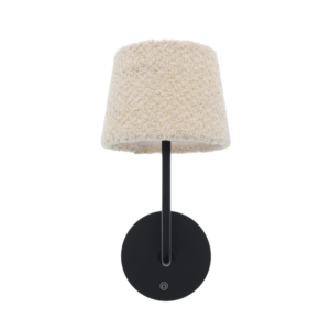 Bedlamp Wandlamp Leeslamp Oplaadbaar CCT LED 3Watt ZWART - Teddy stof crème