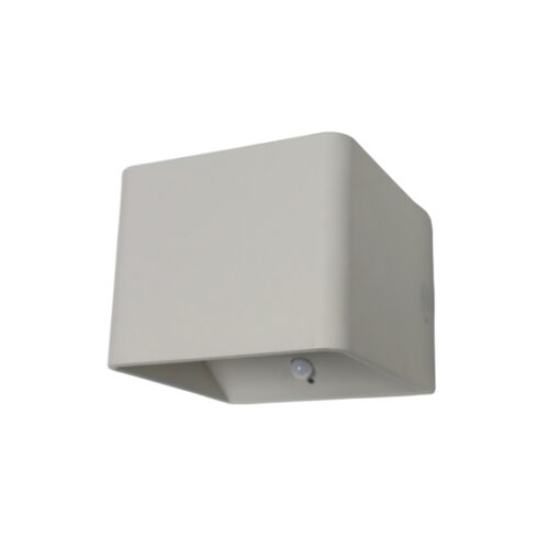 Set 2x Qube Oplaadbaar Wandlamp LED 5Watt GRIJS + PIR bewegingssensor