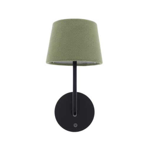 Bedlamp Wandlamp Leeslamp Oplaadbaar CCT LED 3Watt ZWART - fijn Teddy stof groen