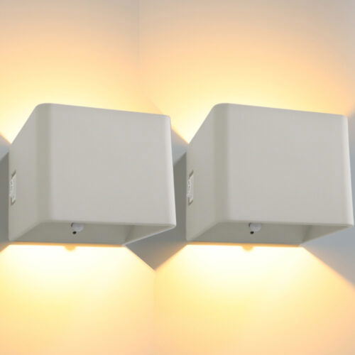 Set 2x Qube Oplaadbaar Wandlamp LED 5Watt GRIJS + PIR bewegingssensor