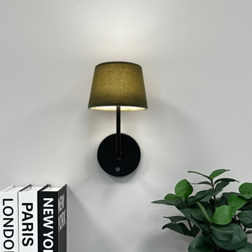 Bedlamp Wandlamp Leeslamp Oplaadbaar CCT LED 3Watt ZWART - fijn Teddy stof groen