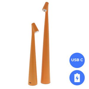 Set 2x Nordic Design LED Tafellampen Nachtlampen Oplaadbaar oranje - USB-C - 34+45cm Dimbaar