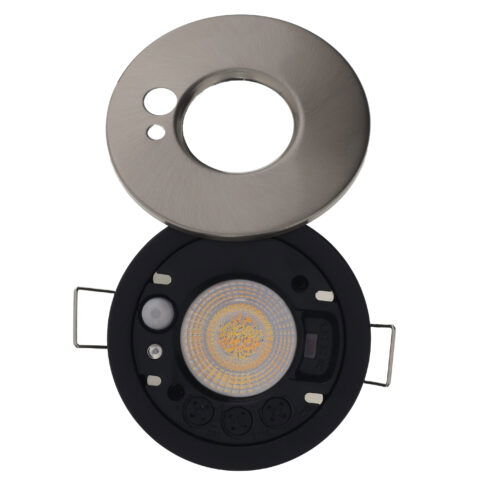 LED PIR inbouwspot IP65 waterdicht met bewegings sensor 6Watt rond NIKKEL én dimbaar