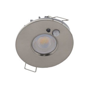 LED PIR inbouwspot IP65 waterdicht met bewegings sensor 6Watt rond NIKKEL én dimbaar