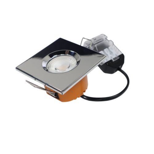 LED fire rated inbouwspot 6Watt vierkant CHROME IP65 dimbaar - CCT - interne driver - brandvertragend