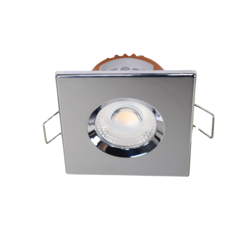 LED fire rated inbouwspot 6Watt vierkant CHROME IP65 dimbaar - CCT - interne driver - brandvertragend