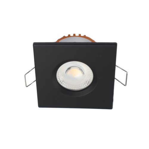 LED fire rated inbouwspot 6Watt vierkant ZWART IP65 dimbaar - CCT - interne driver - brandvertragend