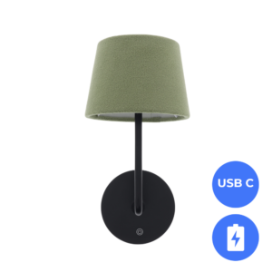 Oplaadbare Bedlamp Dimbaar USB-C CCT 3Watt ZWART - fijn Teddy stof groen