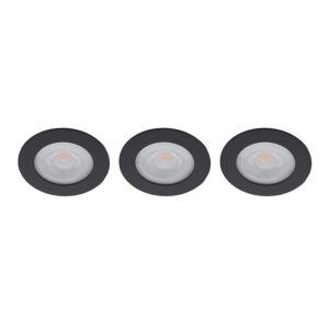 Set 3x Donna LED meubelspot keukenspot 3Watt rond ZWART - Extreem laag 15mm dimbaar