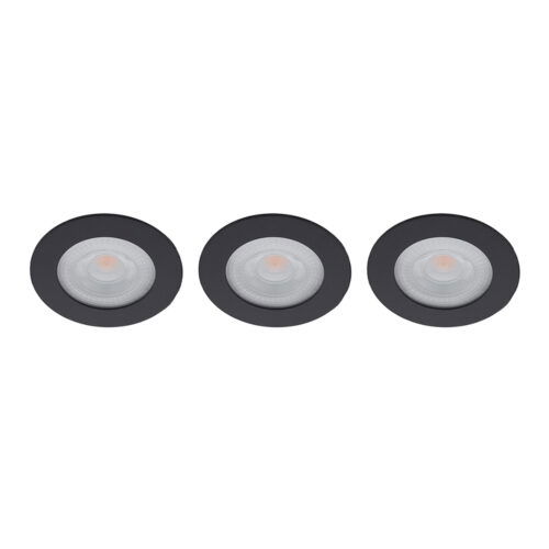 Set 3x Donna LED meubelspot keukenspot 3Watt rond ZWART - Extreem laag 15mm dimbaar